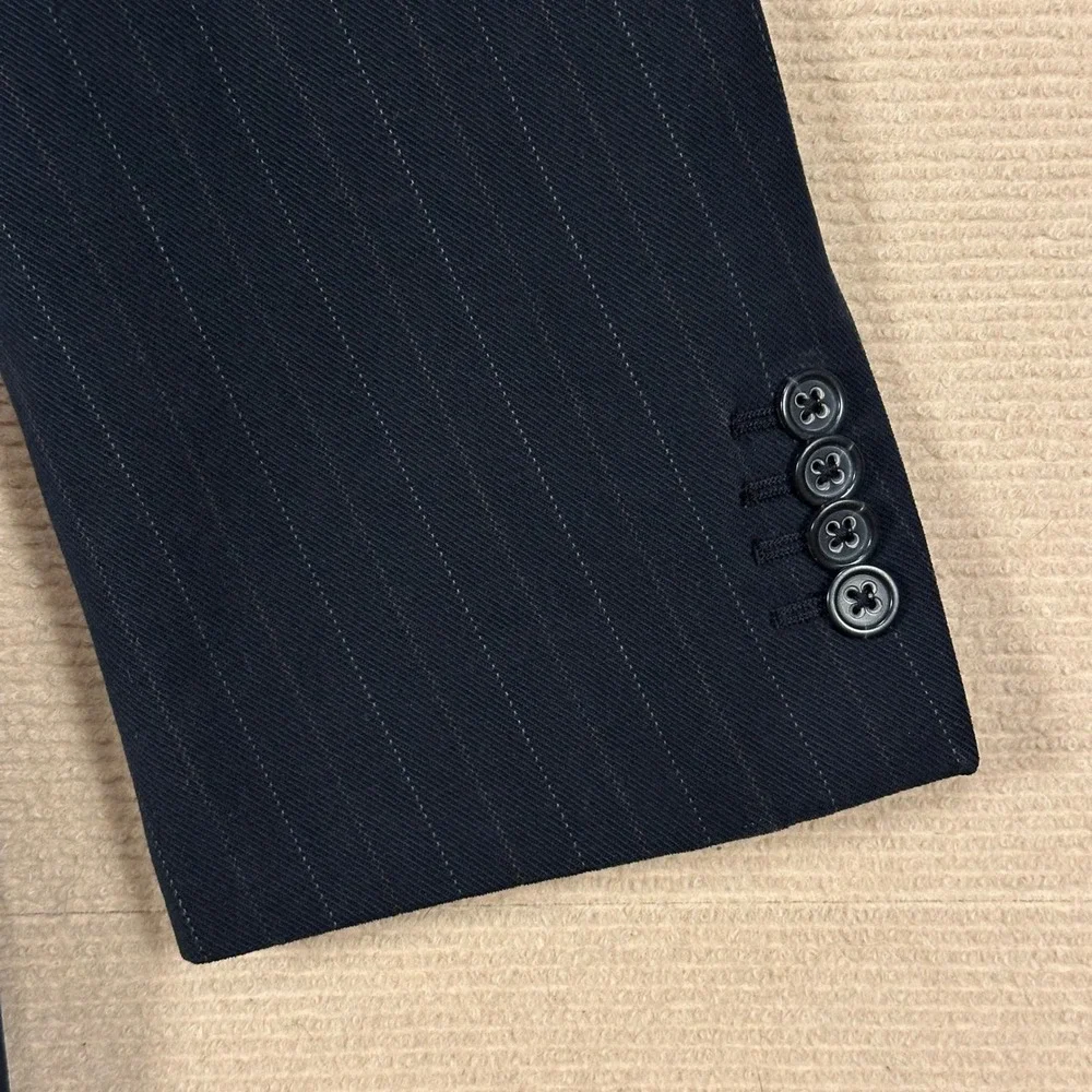 Banana Republic Blazer Mens 48L Black Pinstripe 100% Cotton Vintage 2005